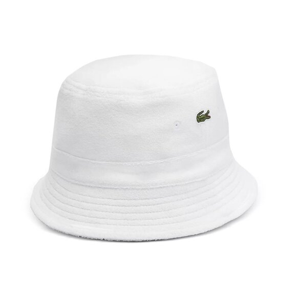 Lacoste Unisex Terry Cotton Bucket Hat Embroidered Crocodile Logo White M/L - Picture 1 of 5